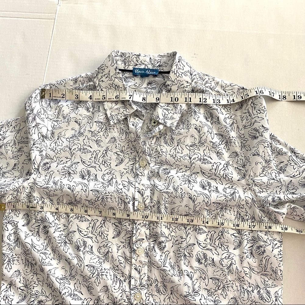 Fleur Bleue Floral Cotton Button-down Shirt Medium Casual - Picture 11 of 13
